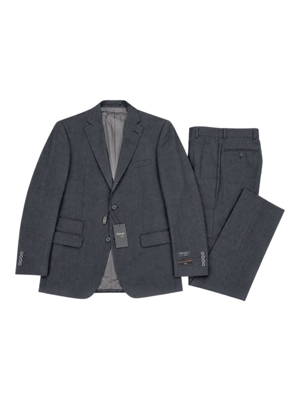 42R Mens NWT Tiglio Luxe Dolcetto Charcoal Plaid 100% Wool 2 Piece Suit